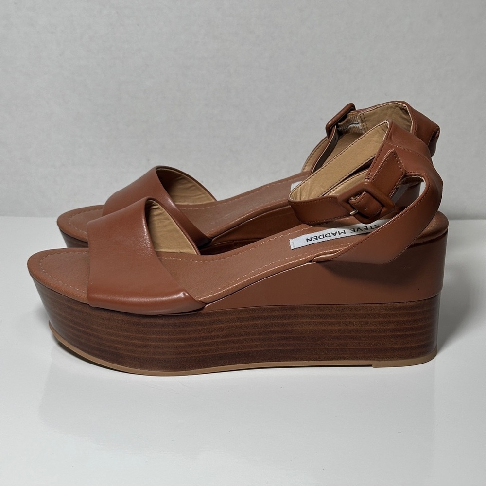 Steve Madden Brown Wooden Platform Sandal - Picture 2 of 6